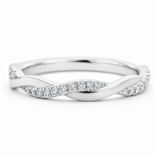 14k White Gold Rope Style Dia. Ring View 2 - Fine Jewelry | Bust Down & Co