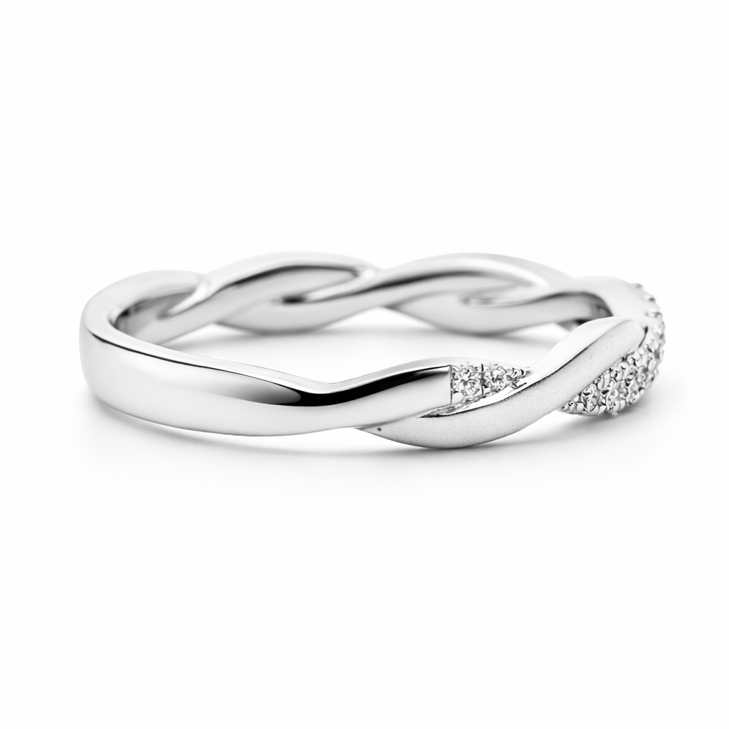 14k White Gold Rope Style Dia. Ring View 4 - Fine Jewelry | Bust Down & Co