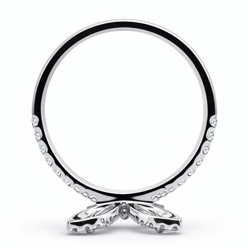 14k White Gold Butterfly W/ Marq.,Pear, Round Diamond Ring View 4 - Fine Jewelry | Bust Down & Co