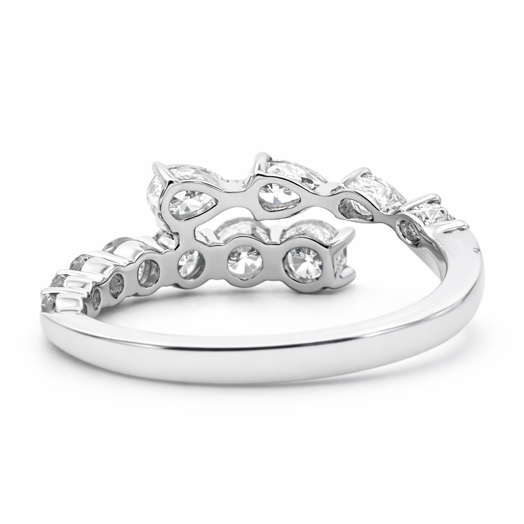14k White Gold 2-Row Diamond Open Ends Ring View 3 - Fine Jewelry | Bust Down & Co