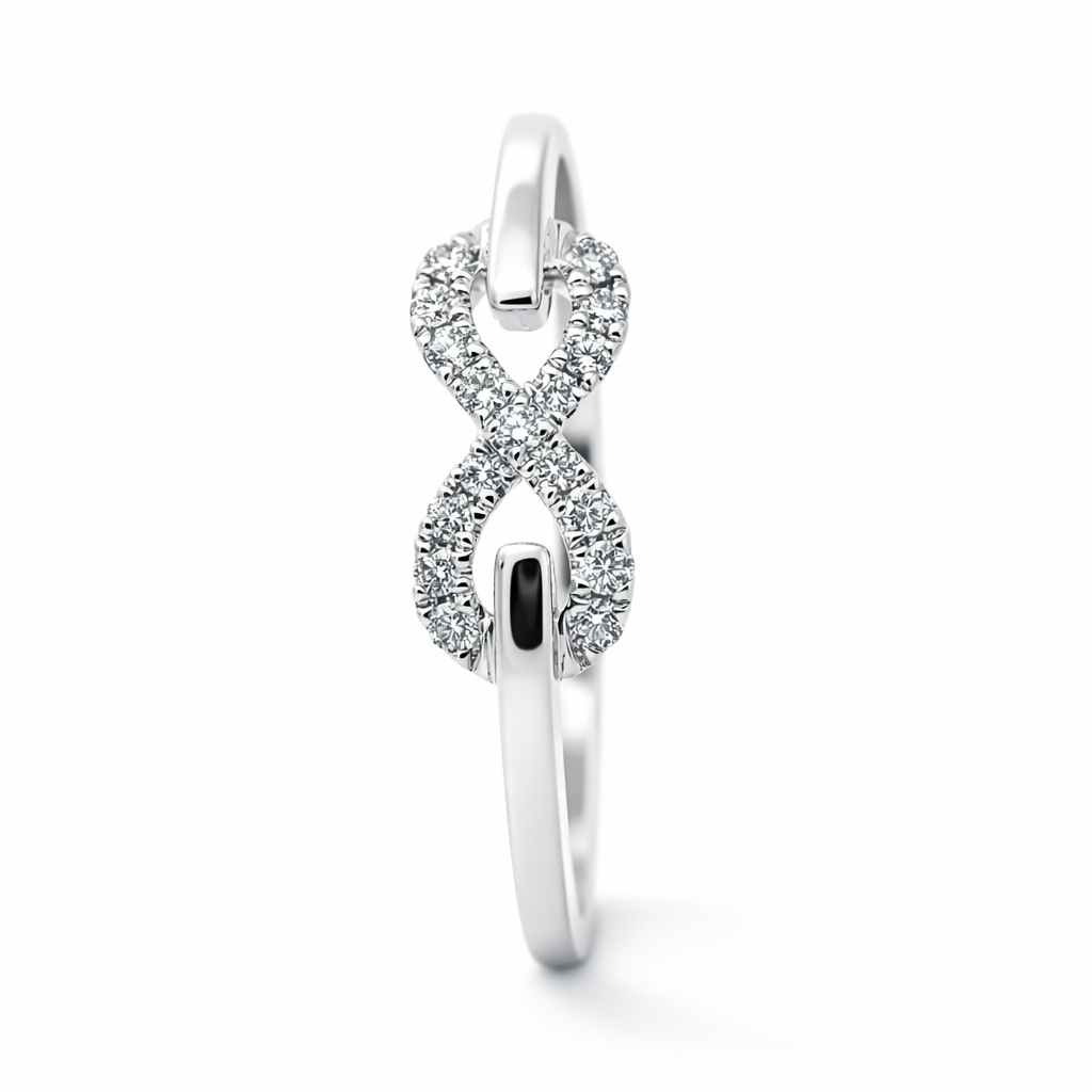 14k White Gold Infinity Style Dia. Ring View 5 - Fine Jewelry | Bust Down & Co