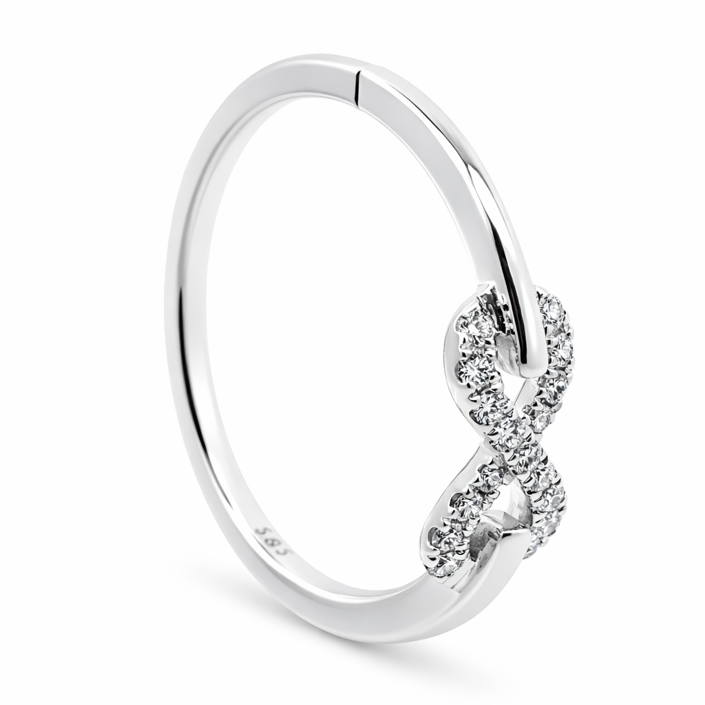 14k White Gold Infinity Style Dia. Ring View 6 - Fine Jewelry | Bust Down & Co