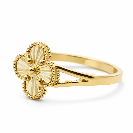 14k Yellow Gold Single Flower Cnc Ring View 2 - Fine Jewelry | Bust Down & Co