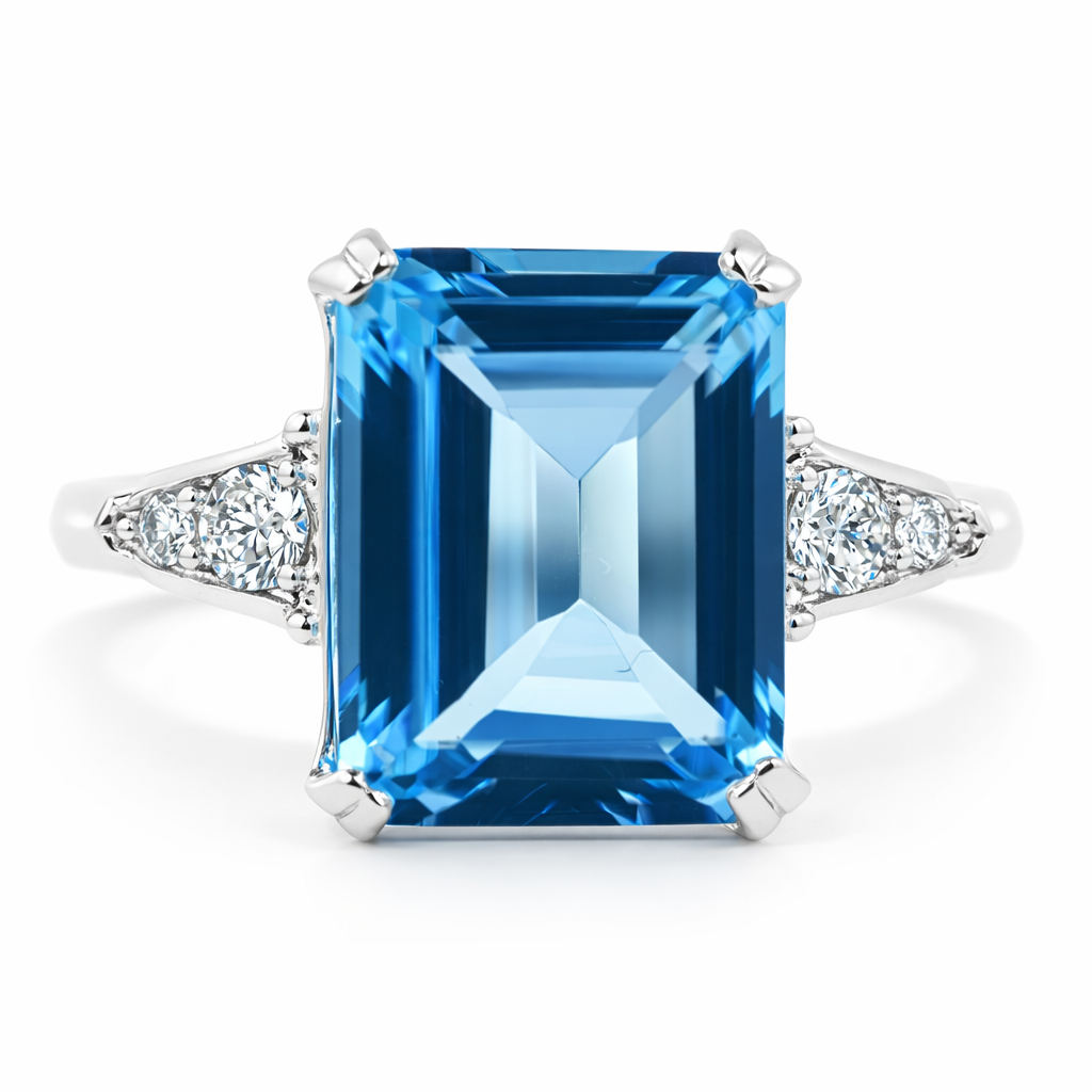 PLT Gold Ladies Topaz/Diamond Ring - Fine Jewelry | Bust Down & Co