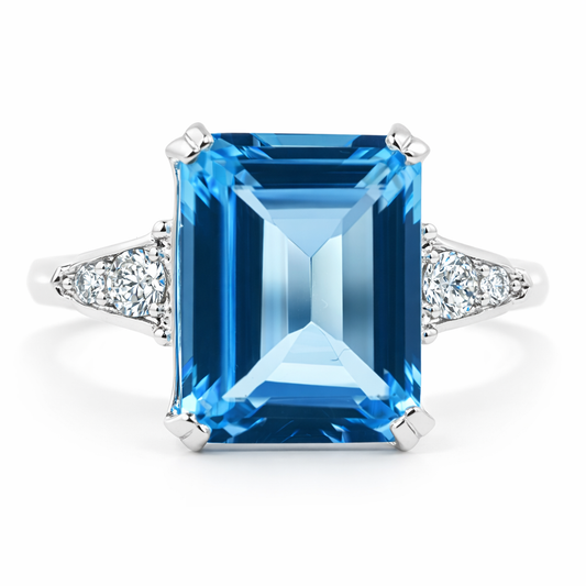 PLT Gold Ladies Topaz/Diamond Ring - Fine Jewelry | Bust Down & Co