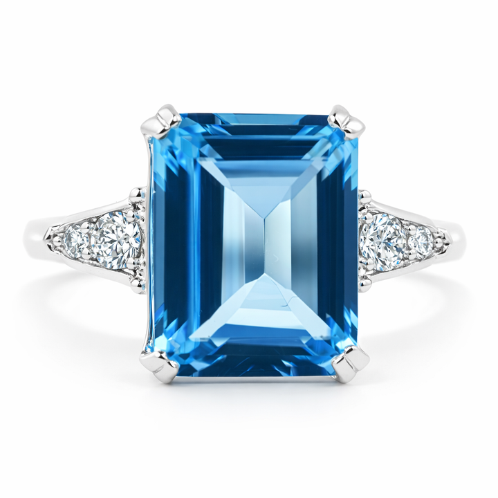Platinum 4.57 CTW Topaz and 0.14 CTW Diamond Fashion Ring - Size 6