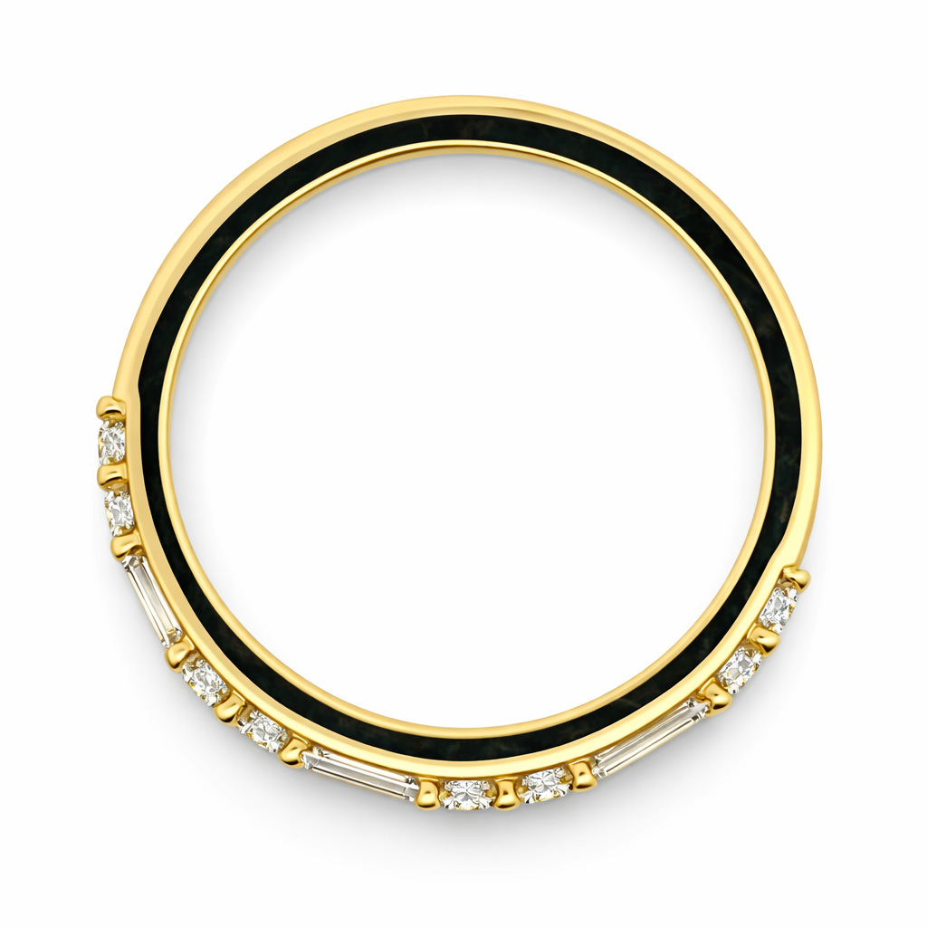 14k Yellow Gold Single Row Diamond Bgt & Round Ring Size 6.5 - Fine Jewelry | Bust Down & Co