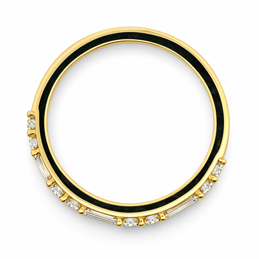 14k Yellow Gold Single Row Diamond Bgt & Round Ring Size 6.5 - Fine Jewelry | Bust Down & Co