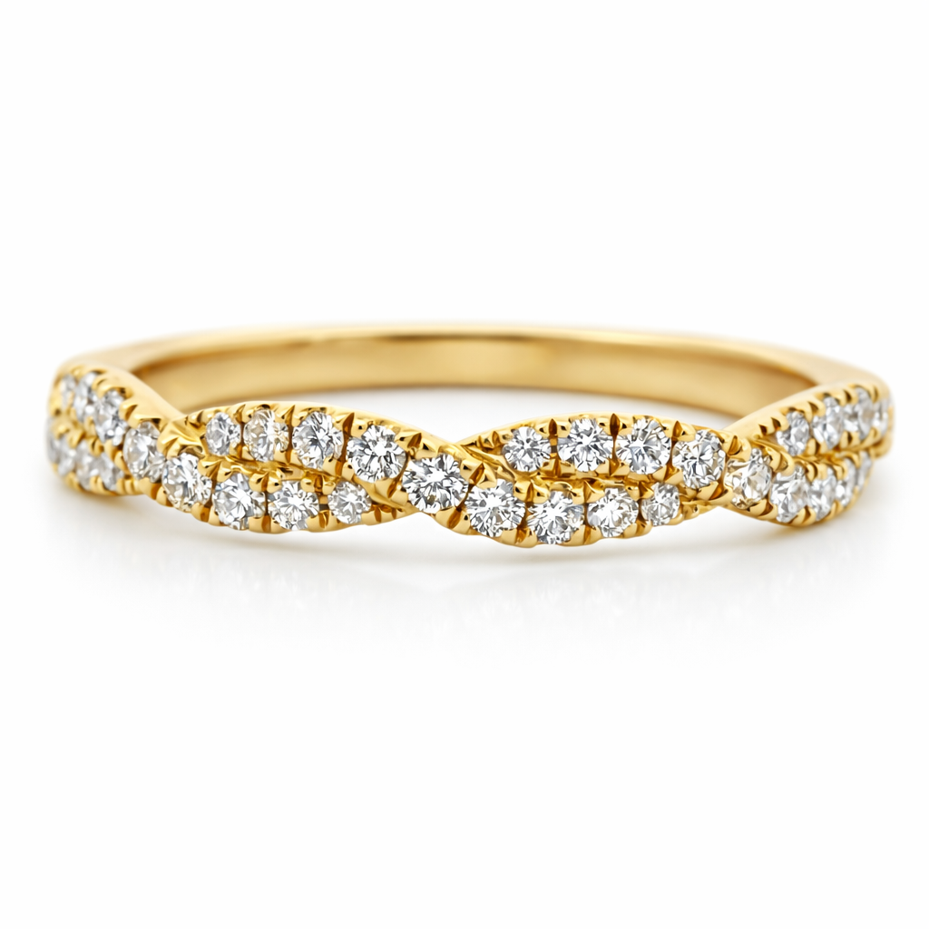 14k Yellow Gold Rope Style Dia. Ring Size 6.5 View 3 - Fine Jewelry | Bust Down & Co