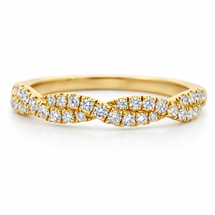 Anillo de moda de oro amarillo de 14k con cuerda de 0.38ct de diamante de 2.20g, talla 6.5
