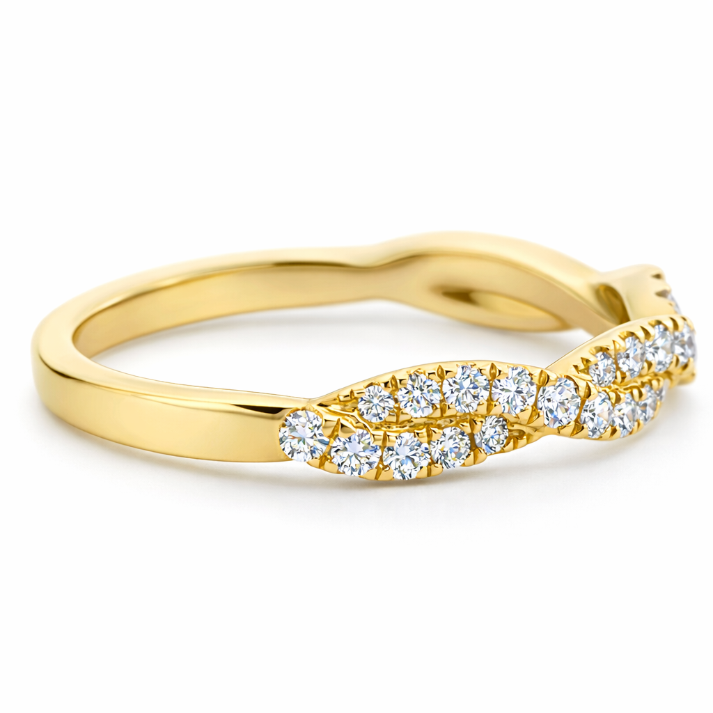 14k Yellow Gold Rope Style Dia. Ring Size 6.5 View 4 - Fine Jewelry | Bust Down & Co