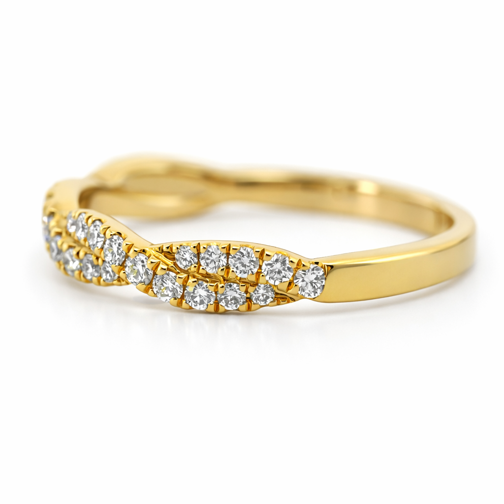 14k Yellow Gold Rope Style Dia. Ring Size 6.5 View 5 - Fine Jewelry | Bust Down & Co