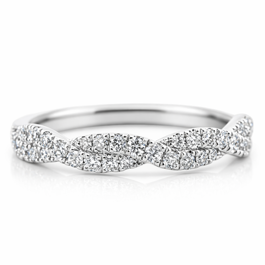 14k White Gold Rope Style Dia. Ring Size 6.5 - Fine Jewelry | Bust Down & Co