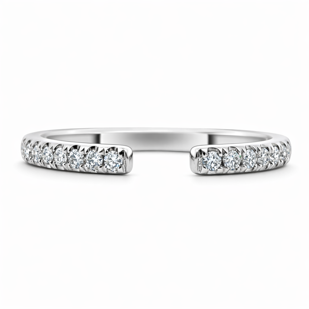 14k White Gold Single-Row Diamond Open Ends Ring Size 6.5 - Fine Jewelry | Bust Down & Co