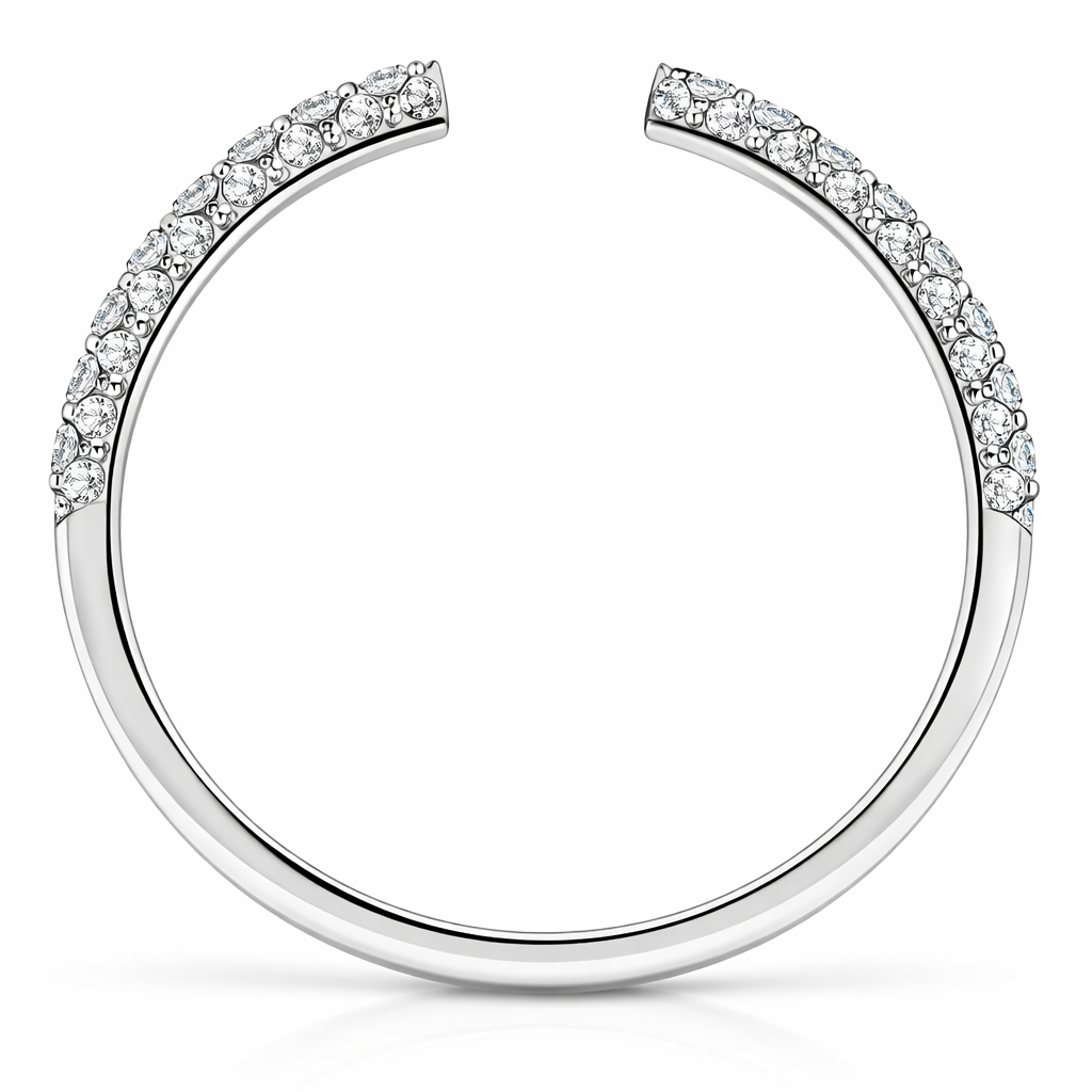 14k White Gold Single-Row Diamond Open Ends Ring Size 6.5 View 3 - Fine Jewelry | Bust Down & Co