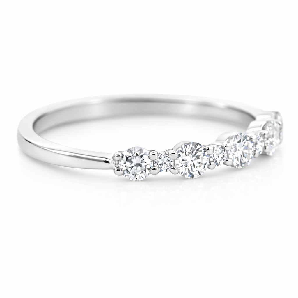 14k White Gold Big Small Diamond Style Ring Size 6.5 View 2 - Fine Jewelry | Bust Down & Co