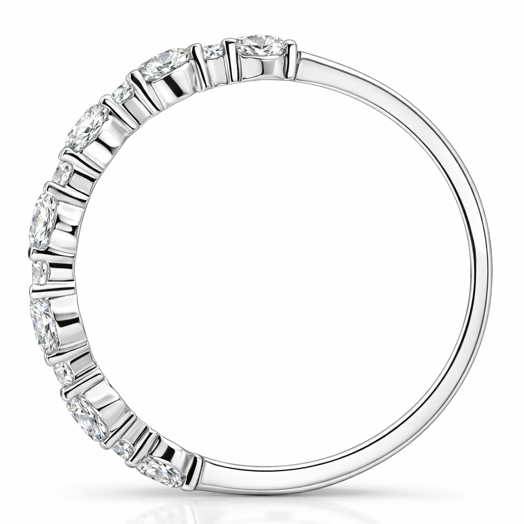 14k White Gold Big Small Diamond Style Ring Size 6.5 View 3 - Fine Jewelry | Bust Down & Co