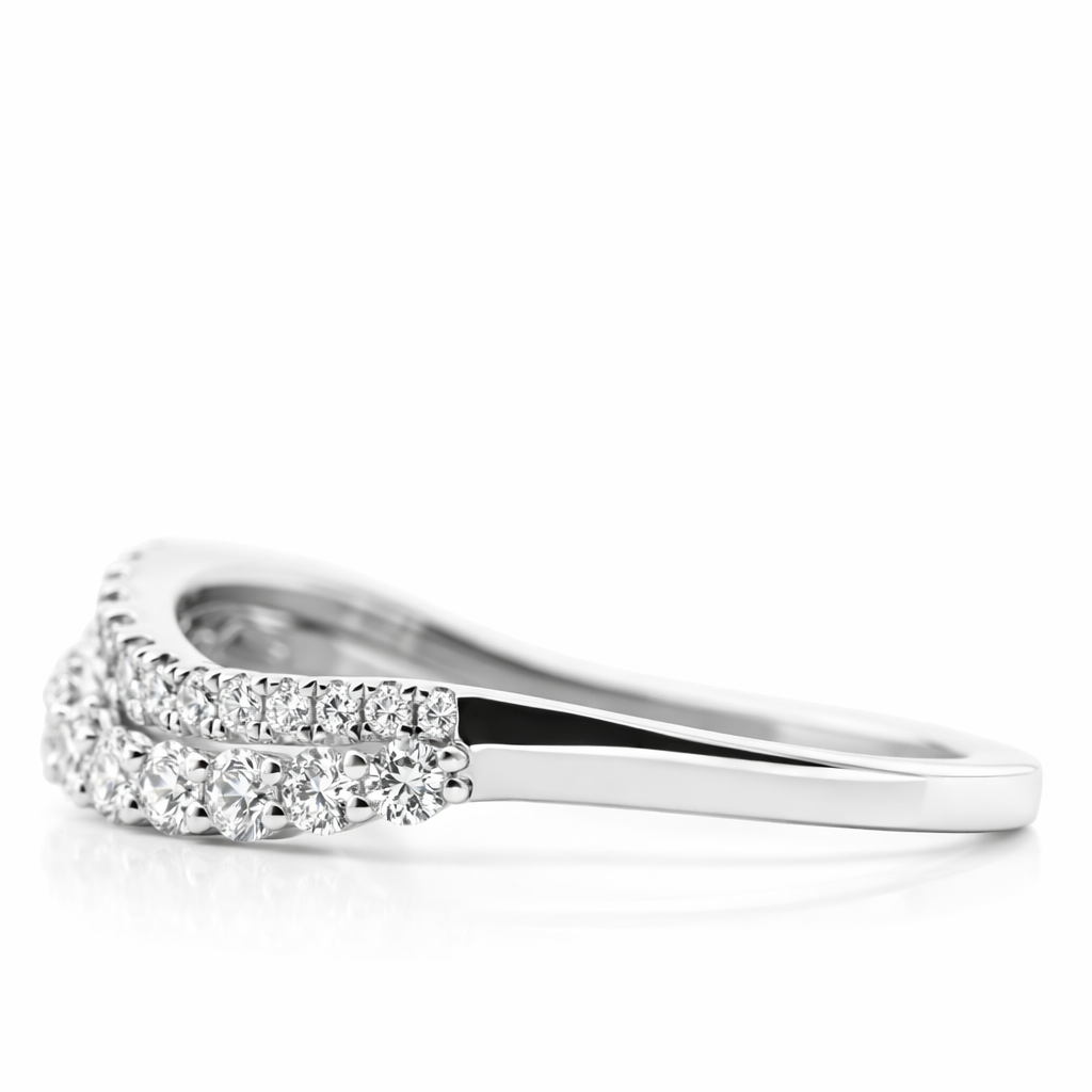 14k White Gold 2-Row Diamond Ring Size 6.5 View 3 - Fine Jewelry | Bust Down & Co
