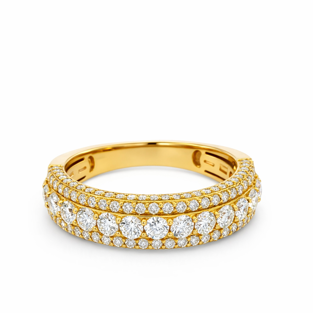 Men's 14K Yellow Gold 1.85ct Diamond Single Row Fashion Ring