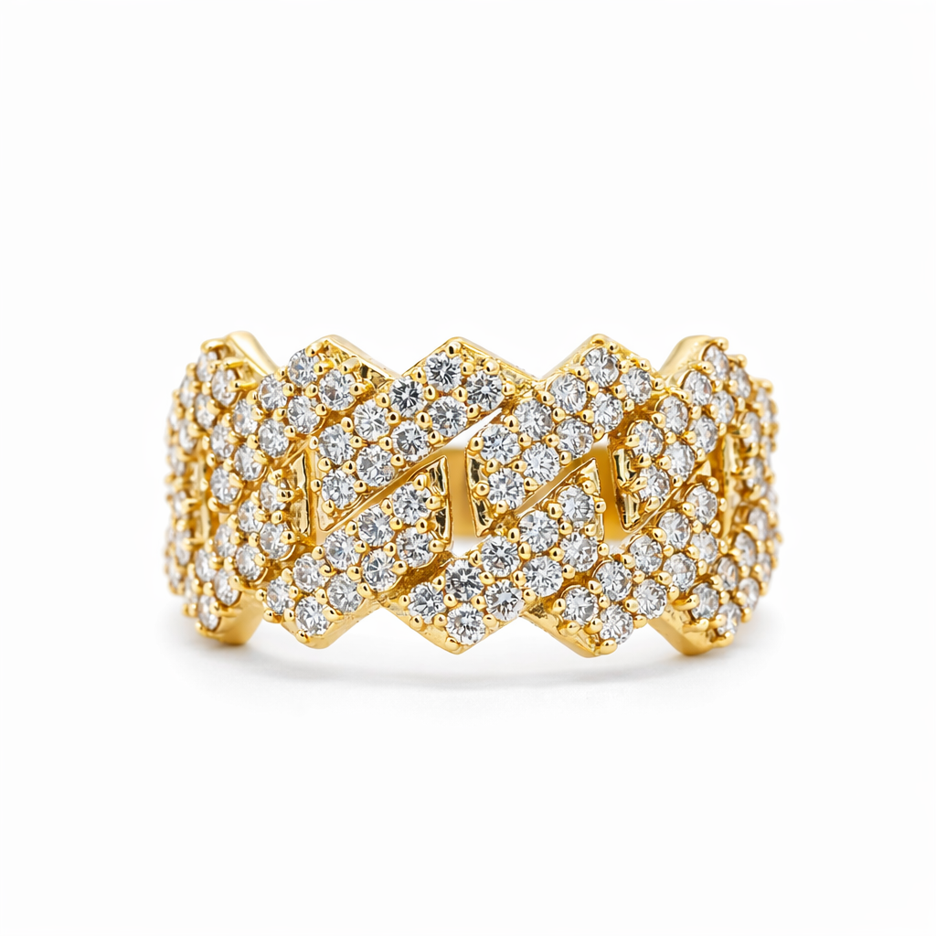 14k Yellow Gold Cuban Style Ring Size 10 - Fine Jewelry | Bust Down & Co