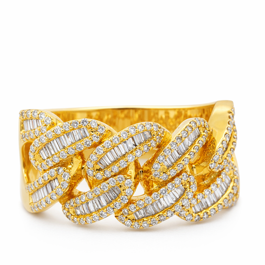 Men's 10K Yellow Gold 2.00ct Miami Cuban Diamond Fashion Ring