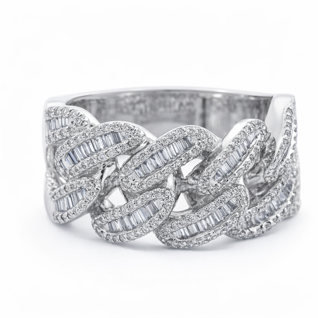 Men's 10K White Gold 2.00ct Miami Cuban Diamond Fashion Ring