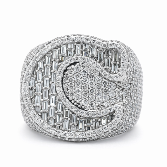 Men's 14K White Gold 3.88ct Diamond "C" Initial Ring