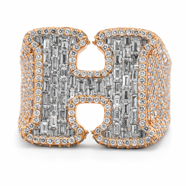 14K Rose Gold 4.06 CTW Diamond H Initial Ring - Size 10