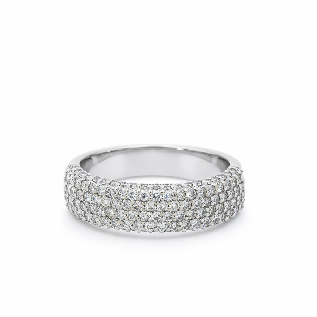 Men's 14K White Gold 0.71ct Diamond Half Way Fashion Ring