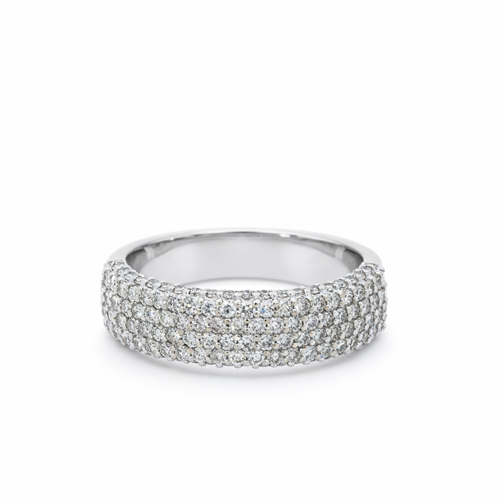 14K White Gold 0.71 CTW Round Diamond Half Way Ring - Size 8.5