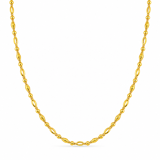 24K Gold Bead & Marquise Chain 3.5mm 20in