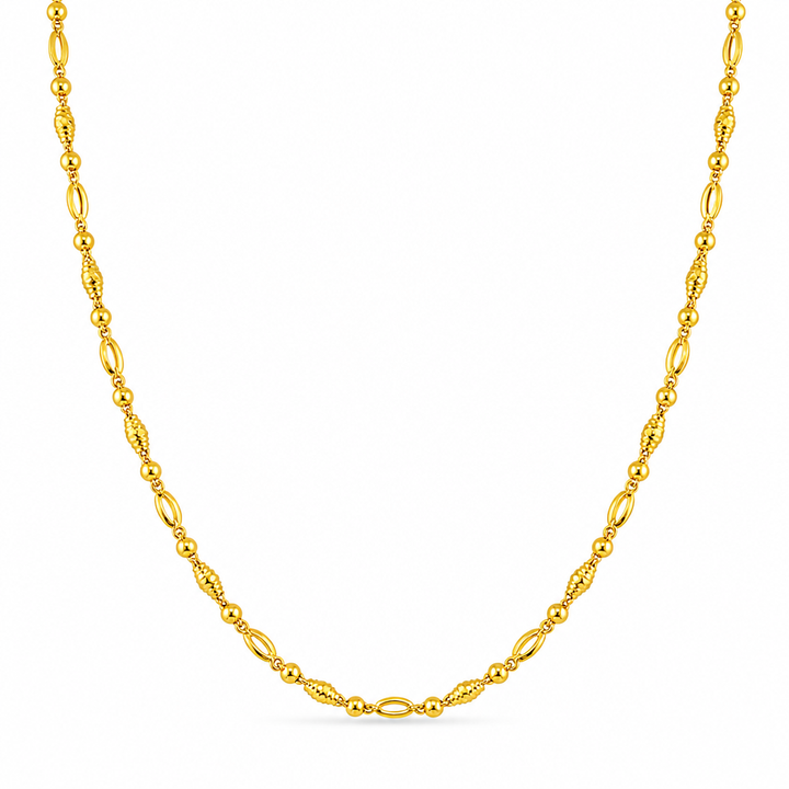 24K Gold Bead & Marquise Chain 3.5mm 20in