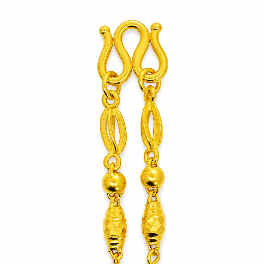 24K Gold Bead & Marquise Chain 3.5mm 20in