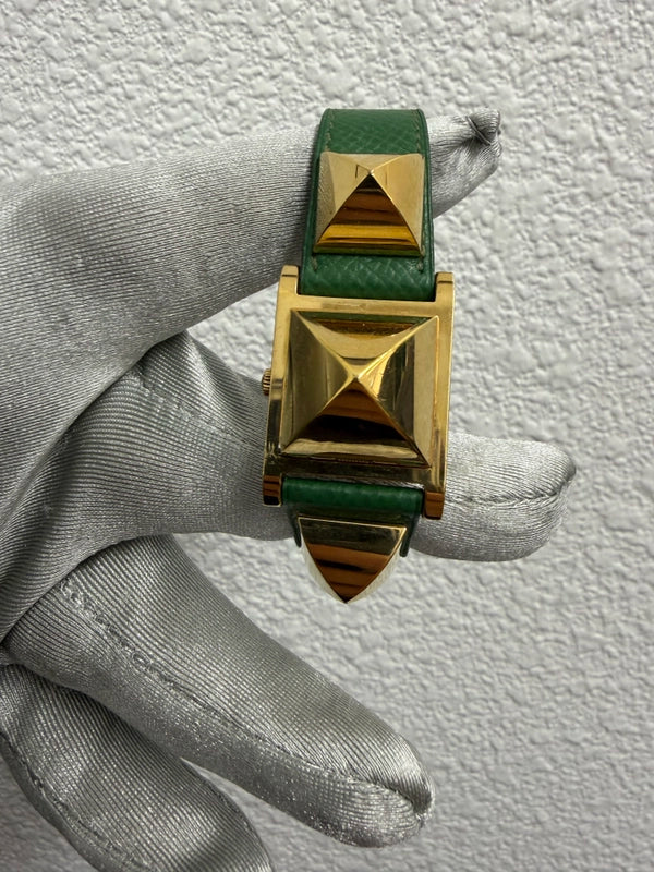 Hermes Medor White Dial on Leather Ref MEDOR