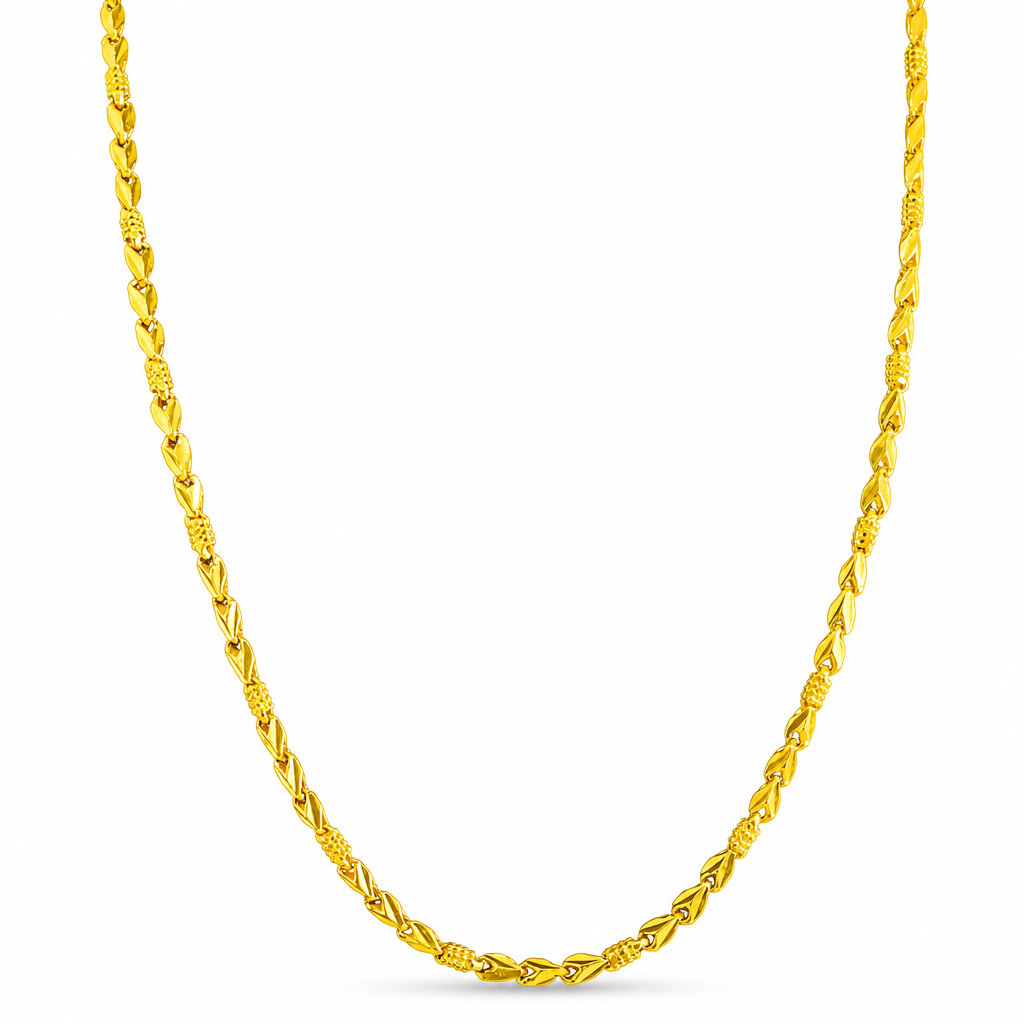 24K Gold Baht & Barrel Chain 3mm 20in