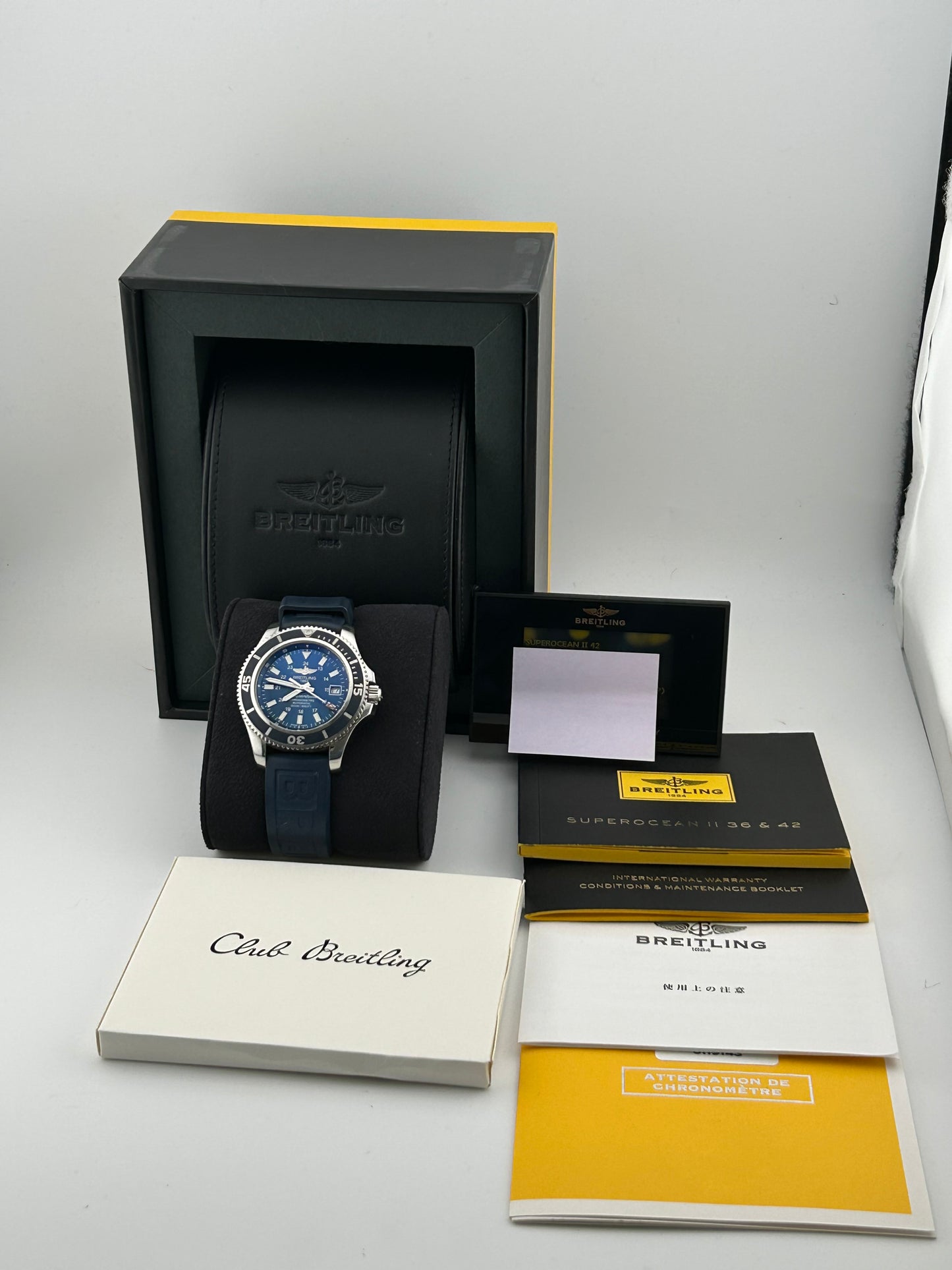 Breitling Superocean II Blue Index Dial on Blue Rubber Strap Ref. A17365D1 Complete 2018 — view 7