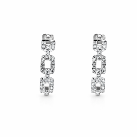 14k White Gold Diamond Hoop Earrings - 0.59ct VS Diamonds