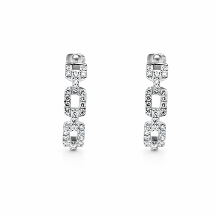 Pendientes de aro de oro blanco de 14K con diamantes de 0.59CT, diamantes VS