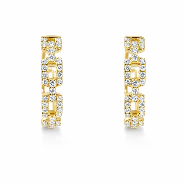 Aretes de argolla con diamantes de oro amarillo de 14 quilates, 0,59 CTW
