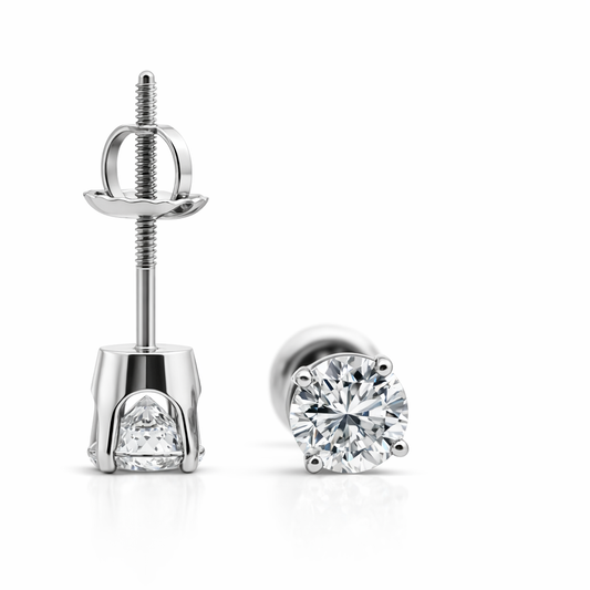 14k White Gold Single Studs Earrings - Fine Jewelry | Bust Down & Co