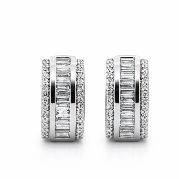 Pendientes de aro gruesos de oro blanco de 14 quilates con diamantes de 1,45 CT