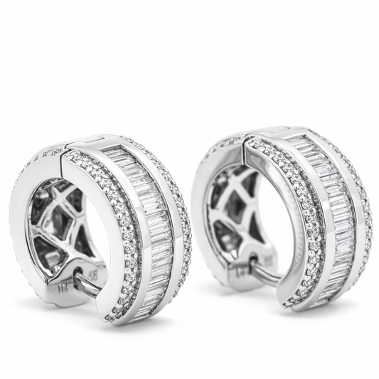 14k White Gold Thick Hoop Earrings - Fine Jewelry | Bust Down & Co