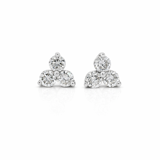 18k White Gold Diamond Stud Earrings - 0.50ct VS Round Diamonds
