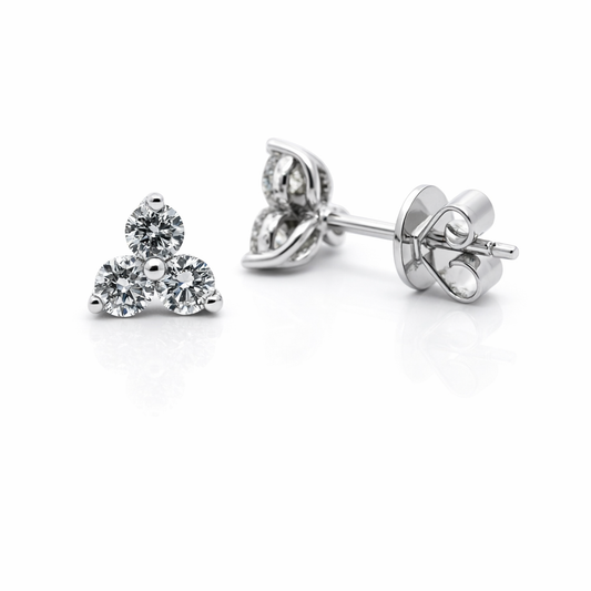 18k White Gold Triple Prong Earrings - Fine Jewelry | Bust Down & Co