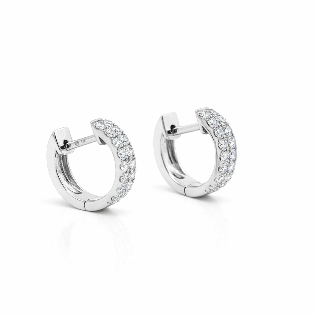 14k White Gold Huggies Earring Earrings - Fine Jewelry | Bust Down & Co