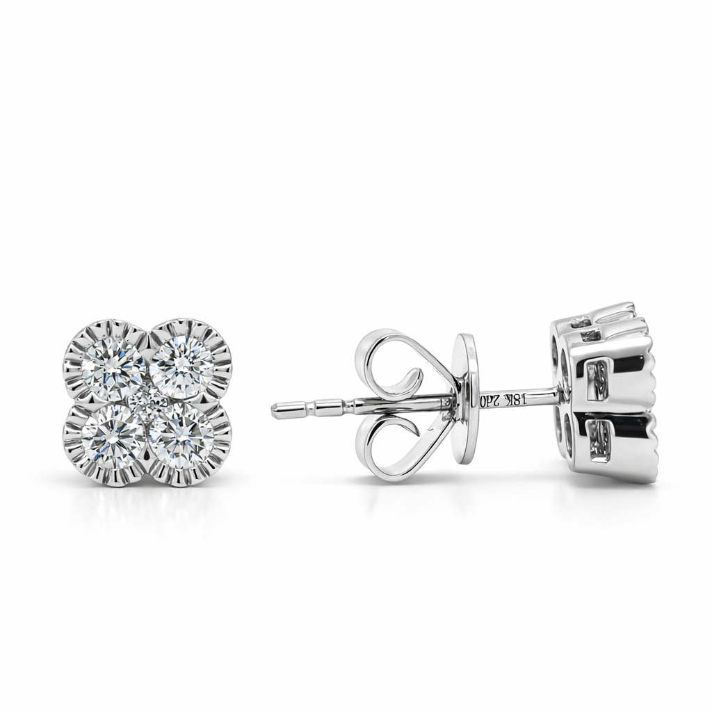 18k White Gold Clover Earrings Earrings - Fine Jewelry | Bust Down & Co