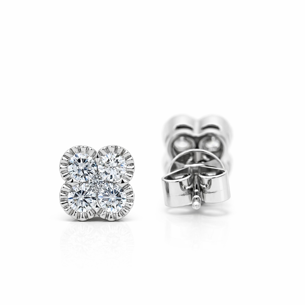 18k White Gold Clover Earrings Earrings - Fine Jewelry | Bust Down & Co