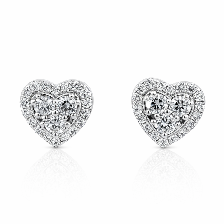 Pendientes de Corazón de Diamantes en Oro Blanco de 18K 0.70 CTW