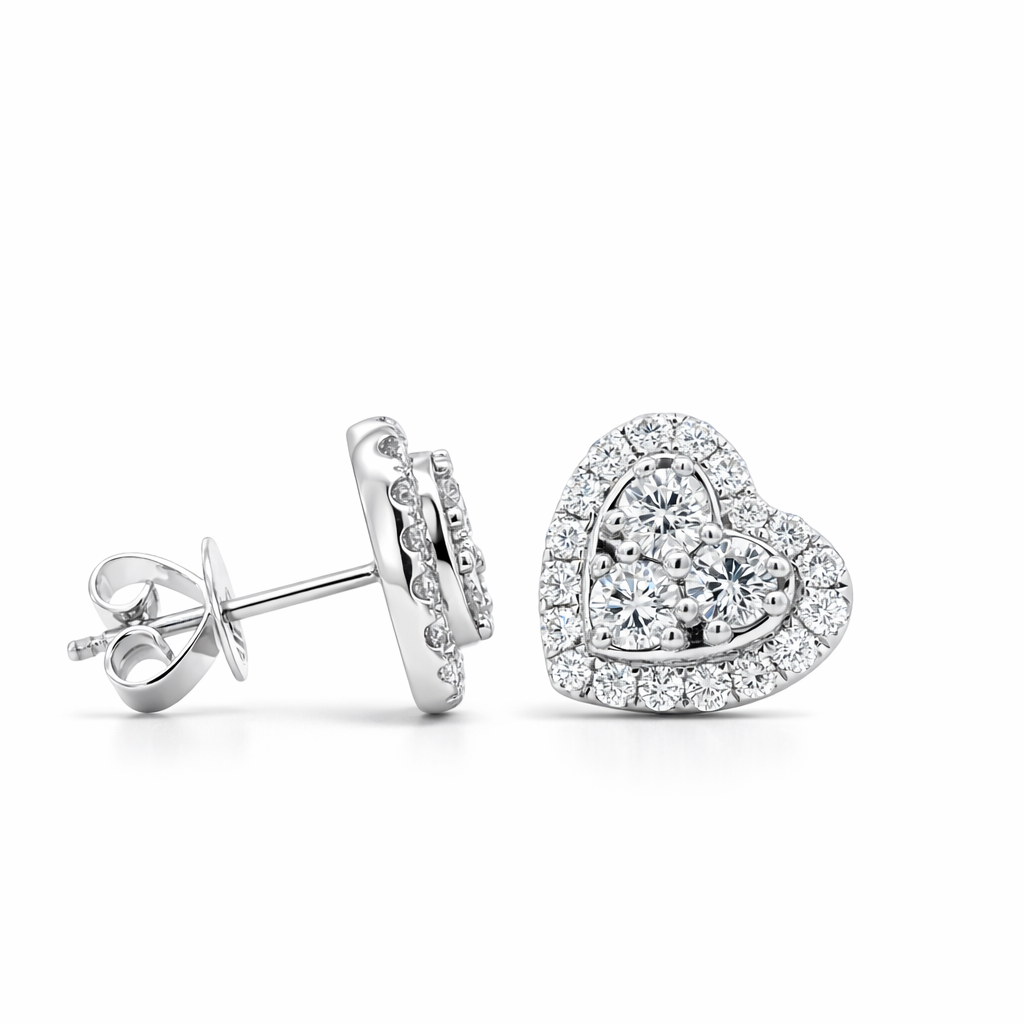 18k White Gold Heart Earrings Earrings - Fine Jewelry | Bust Down & Co