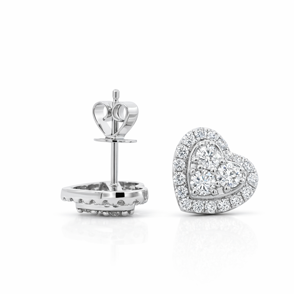 18k White Gold Heart Earrings Earrings - Fine Jewelry | Bust Down & Co